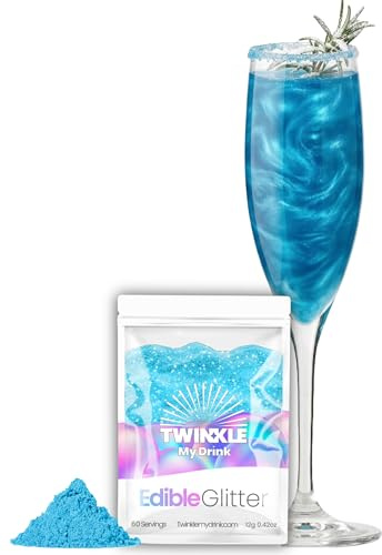 Twinkle my Drink® Glitter commestibile per bevande Blu - Decorazione per feste di rivelazione di genere di bambino - Glitter commestibile per spumante e liquori - 12g per più di 60 bevande