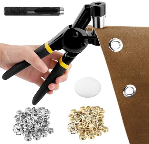 talifoca Ösenset, 3/8 Zoll Handheld Ösenset Manuelle Lochstanze Ösenpresse Maschine Zange Werkzeug Se mit 300 Stück 10 mm Ösen für Tarp Leder Stoff