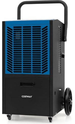 COSTWAY 66 L Deumidificatore Commerciale, Deumidificatore con Pompa e Tubo di Drenaggio, Deumidificatore Industriale con Timer 24H e 4 Ruote per Cantina Magazzino (Blu)