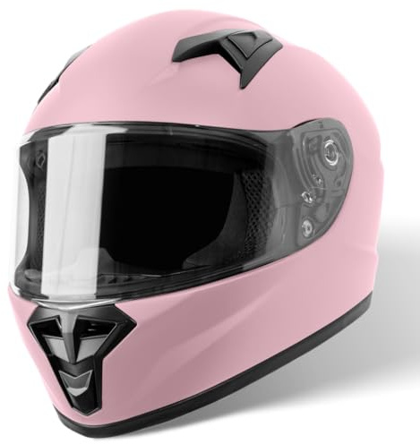 VINZ Parana Casco Integrale con Visiera Bambino | Casco Moto / Scooter | nelle taglie dalla YS-YXL | Certificato ECE 22.06 | Disponibile in diversi colori - Rosa Opaco