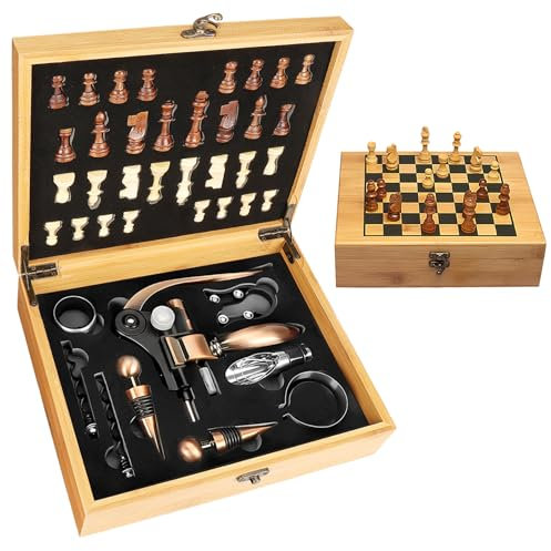 Ensemble ouvre Bouteille de vin dans Une boîte Cadeau en Bois,ouvre Bouteille vin de Luxe,Ensembles d'accessoires pour vin,Set de Sommelier avec Tire-Bouchon (BambooWood)