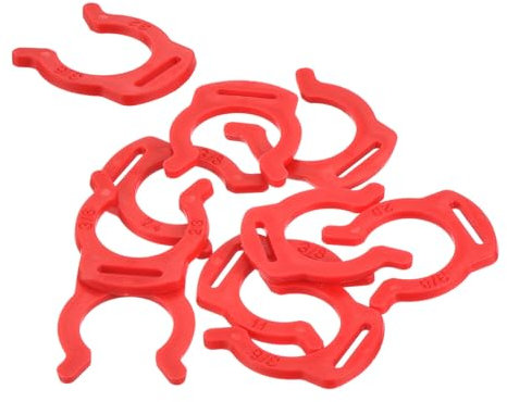 sourcing map 10 clip di bloccaggio in plastica da 3/8 di pollice per sistemi di filtrazione dell'acqua RO tubo a connessione rapida morsetti di bloccaggio parti di ricambio, rosso