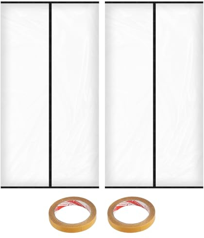 CPROSP 2pcs Porte Anti-poussière 120×220CM, Rideau Magnétique pour Porte avec 2× Ruban Adhésif Double Face, Paroi Anti-poussière en EVA, Réutilisable, Bâche pour Rénovation & Construction