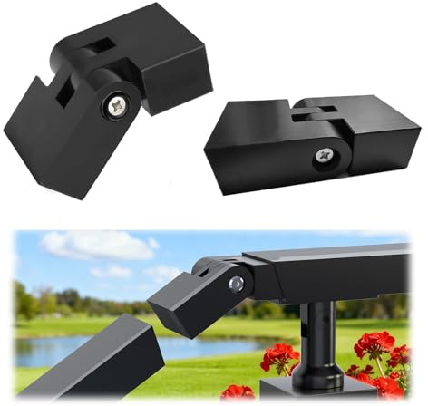 Zylorix 2Pack 180° Adjustable Vertical Pivot Connector with Screws for Level-to-Stair Cable Railing System, 2.36 W × 1.18 H Stainless Steel T304 Rectangular Flat Black Handrails Accessories, Black