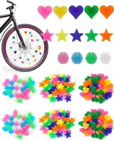 DLPRK 210 pezzi decorazioni riflettenti per raggi della bicicletta, accessori bici bambino e bambina, clip per raggi, decorazioni bici bambina, perline riflettenti, per ragazze e ragazzi (Colorato)