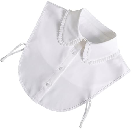 Alasum Faux et Décoratif en Chiffon Blanc pour Femmes Détachable pour Pulls et Blouses Lors de Fêtes ou Rassemblements