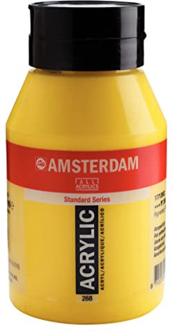 Amsterdam Standard Series Acrylic Paint Azo Yellow Light 268, 1000 ml Tube, Semi-Opaque, Ausgezeichnete Lichtechtheit, Mittlere Viskosität, Satin Finish, 100% Acrylharz, Vielseitig für Künstler