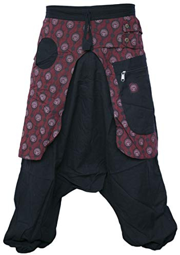 Gheri Aladdin Genie Baggy Drop Crotch Stylish Harem Eye Trousers Black Red Large