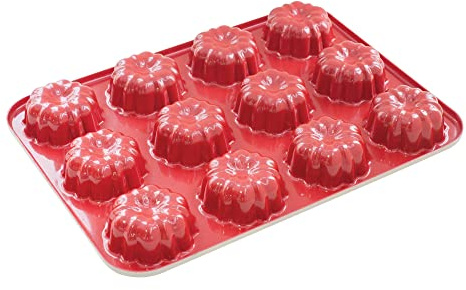 Nordic Ware Formed Mini Bundt, 12 Cavity Cupcake, Red