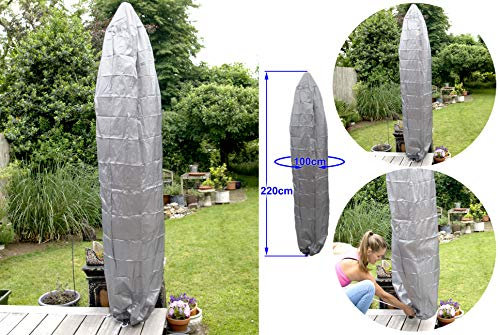Speedwellstar Fodera di Protezione per Ombrellone a Sbalzo XXL da 3 m. Impermeabile Grigio. 220x50cm