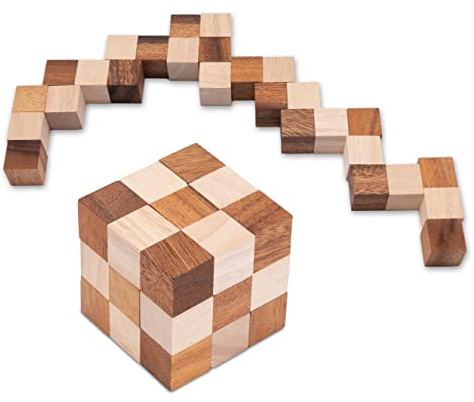 Dadi di serpente 3 x 3 g M – 6 x 6 x 6 cm – Snake Cube – Puzzle 3D – Gioco di pensiero – Gioco di pazienza – Gioco di logica in legno pregiato