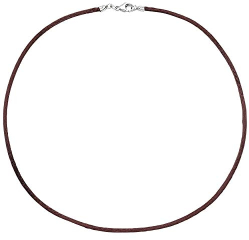 Jobo Damen Collier Halskette Seide braun 2,8 mm 42 cm, Verschluss 925 Silber Kette