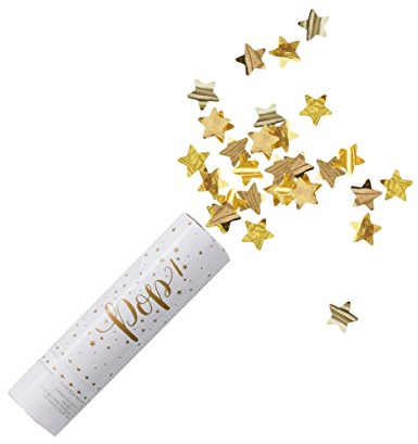 Ginger Ray Gold Star Compressed Air Confetti Cannon Party Popper Shooter - Metallic Star
