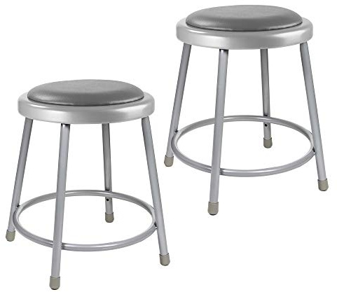 OEF Furnishings OEF6418/2 Premium Commercial-Grade All-Purpose Round Stool (18-inch Height, Gray Frame, Vinyl Padded Seat, 2-Pack)