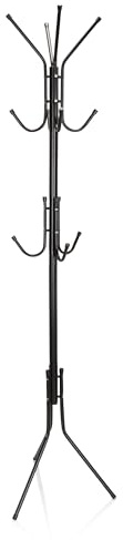 hjh OFFICE 803007 Garderobenständer Space IV Metall Schwarz moderner Kleiderständer 180 cm hoch, 11 Haken