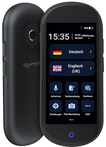 simvalley MOBILE Elektronische Übersetzer: Mobiler Echtzeit-Sprachübersetzer, 106 Sprachen, Versandrückläufer (Echtzeit-Übersetzer mit Kamera, Sprachübersetzer mit Kamera, Fremdsprache)