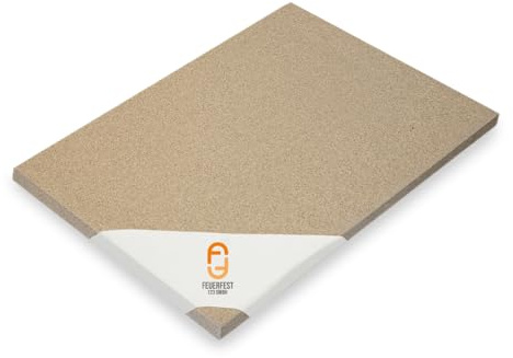 Feuerfest 123 - Vermiculite Platten feuerfest - Für Kamine & Öfen - Schamotte Ersatz Feuerraumplatten - 1.150 °C hitzebeständig - Feuerraumauskleidung - Brandschutzplatte Kaminofen [300x200x35 mm]