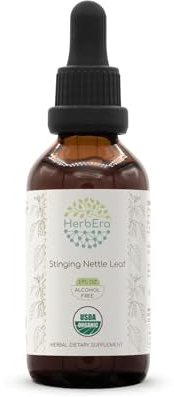 HerbEra Stinging Nettle Leaf B60 USDA Organic Tincture | Alcohol-Free Extract, High-Potency Herbal Drops | Certified Organic Stinging Nettle (Urtica Dioica) Dried Leaf (2 oz)