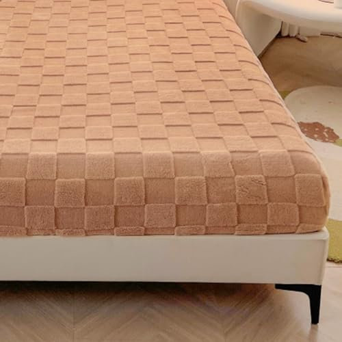 Hiseng Flanell Spannbettlaken, Weiches Spannbetttuch Leintuch, bis 30cm Matratzenhöhe, Elastisches Matratzenschoner für Boxspringbett & Wasserbett (48x74cm (Paar Kissenbezüge),Kariertes Braun)