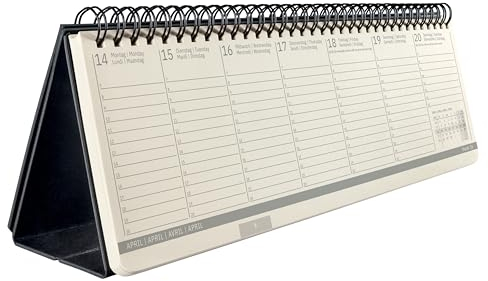SIGEL C2580 Tischkalender Querkalender 2025, large, schwarz, Hardcover, 2 Seiten = unten Woche/oben Notizseite, 132 Seiten, zum Aufstellen, aus nachhaltigem Papier, Conceptum