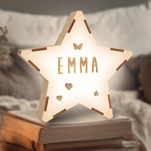 WONDEE Vintiun Regalos Originales Personalizados para Bebés 16,5x16,5x6cm, Lámpara Personalizada Bebé, Luz Nocturna Infantil Quitamiedos - Cosas/Regalos para Bebés Recién Nacidos Originales