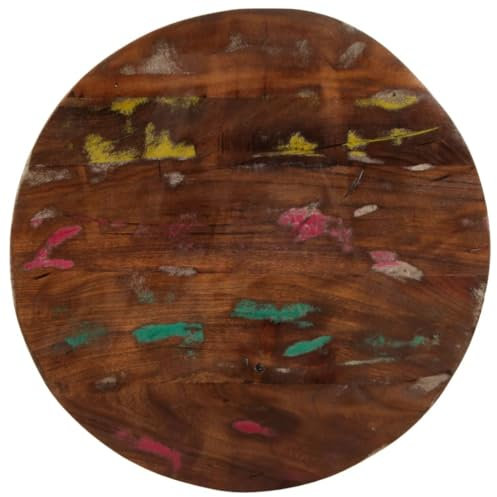 vidaXL Tischplatte, Holzplatte für Esstisch Couchtisch, Massivholzplatte Rustikales Design, Ersatztischplatte, Ø 50x1,5cm Rund Altholz Massiv