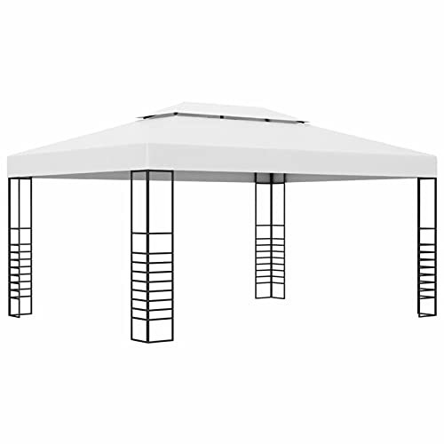 ShGaxin Gartenpavillon, Faltpavillon, Pergola, Partyzelt, Standmarkise, Sonnenzelt, Garten Pavillion, Grillpavillon, Pulverbeschichteter Stahl 4x3x2,7 m Weiß
