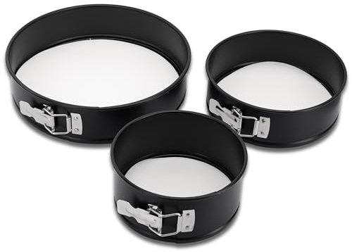 Nutrichef moldes reposteria, Redondos, Para tartas, Desmontables, Set de 3 piezas, Antiadherentes, Varios tamaños