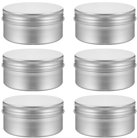 Qianyu Lot de 6 boîtes rondes vides en aluminium argenté de 80 ml - Avec couvercle à visser - Pour crème et crème - Pour cosmétiques, bougies, pommades