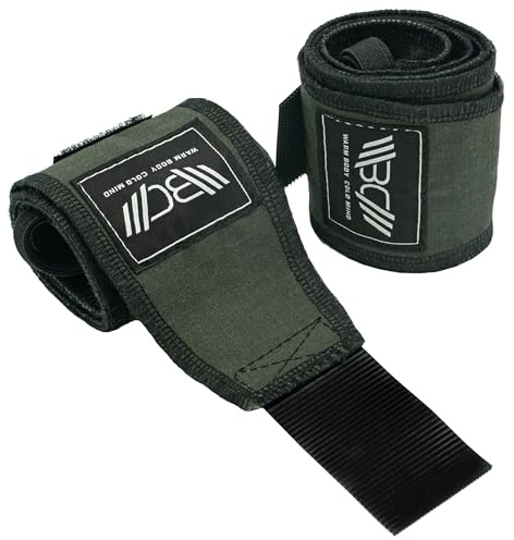 WARM BODY COLD MIND Muñequeras de Algodón de Primera Calidad para Levantamiento de Pesas - Cotton Wrist Wraps Crossfit, Bodybuilding, Peso Muerto, Gimnasio, Entrenamiento, Fitness, Weightlifitng