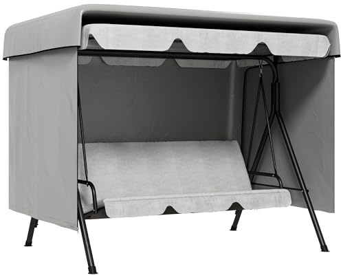 Outsunny Funda Balancín Jardín, Funda Columpio Jardín Exterior, Cubierta de Columpio con Cremallera, Impermeable, 215x155x150 cm, Gris Claro
