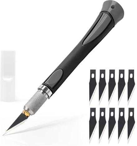 ZhouWei 1 Pezzi Taglierino di Precisione Set, Cutter di Precisione con 10 Lame di Ficambio, Coltello da Intaglio Artistici, Coltello Artigianale, Adatto per Incisione Ppaper Art Modellazione (Grigio)