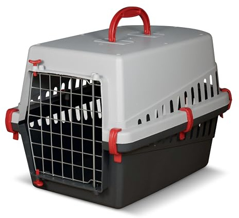Snugsy Caisse de Transport pour Chat - pour Voiture et Avion - Porte en Métal - Légère 1,14 kg - Rouge 50 x 33 x 32 cm