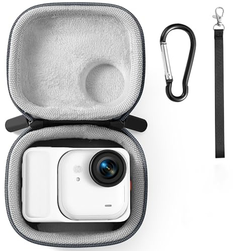 Bärväska för Insta360 GO Ultra Hard Shell Lens PU skydd förvaringsväska resa bärbara fodral med karbinhake och handledsrem actionkamera tillbehör (flanell)
