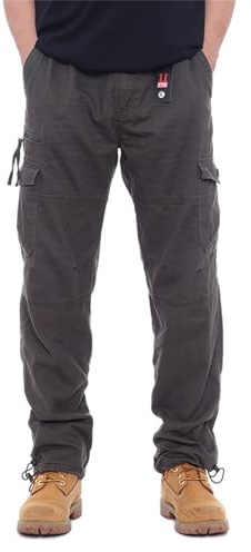 Generisch Pantaloni cargo da uomo in pile, imbottiti, invernali, con tasche multiple, pantaloni da trekking, pantaloni da lavoro, pantaloni da trekking, pantaloni da caccia, pantaloni militari
