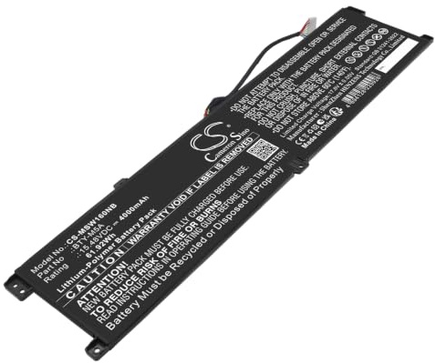 TECHTEK Batteria notebook 4000mAh compatibile con [MSI] B14VFKG-056UK, Creator M16 HX C14VFG C14VGG C14VEG, Sword 16 HX B14VFKG-056UK sostituisce BTY-M5A