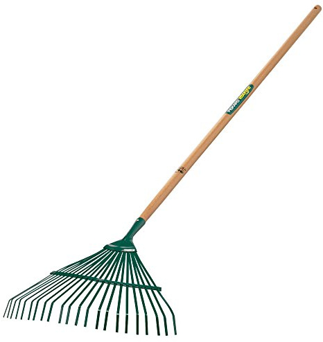 LEBORGNE - Balai à Gazon Fil Plat 22 Dents - Manche Bois Certifié PEFC 100% - Outil Jardinage pour Ramassage et Scarification Pelouses et Allées - 44 cm - Léger 0,44 kg