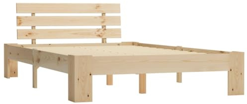 vidaXL Giroletto Classico Elegante Robusto Struttura Telaio Letto Naturale 140x200 cm con Testiera Doghe in Compensato Legno Massello Pino