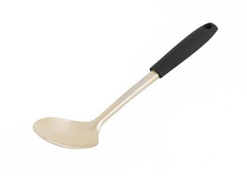Salter BW11129EU7 Olympus Collection Solid Spoon, Long-Lasting Stainless Steel Serving Spoon Kitchen Utensil, Hanging Hook, Easy-Clean, Metal Multifunctional Cooking Tool, Stirring and Serving, Gold