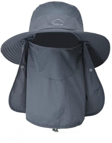SZETOSY Cappello da Sole a Tesa Larga in Rete con Patta Staccabile per Il Collo UPF 50, Protezione UV Unisex per attività all'aperto, per Ciclismo, Pesca, Escursionismo, Canottaggio