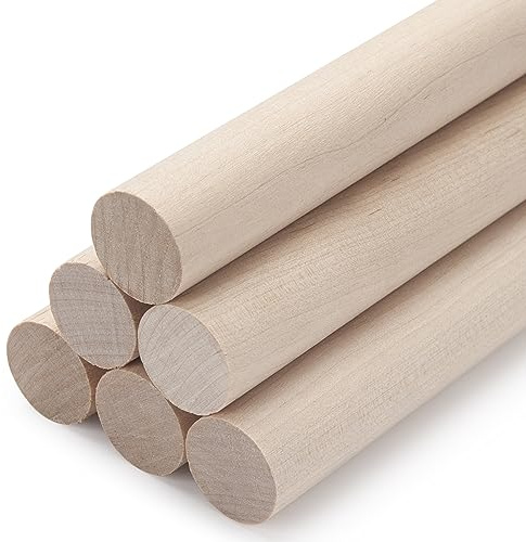 Wooden Dowel Rods Wood Dowels for Crafts, 6 PCS 2.5x30cm Round Wooden Sticks Thick Macrame Dowel for Crafting, Unfinished Hardwood Sticks for Arts and DIYers, Closets and Wedding Ribbon Wands