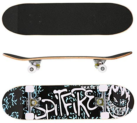 Skateboard Complet pour Enfants, Adolescents et Adultes, débutants, Double Kick Maple Deck Concave Cruiser Skateboard avec Outil en T