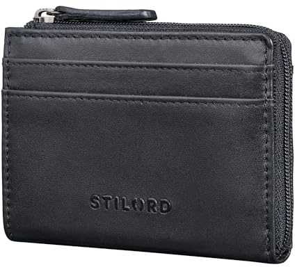 STILORD 'Cardino' Kredit-Kartenetui Leder Kartenhalter - Geldbörse Herren Echtleder - Mini Card-Holder Wallet Karten-Portemonnaie Damen Klein Geldbeutel Portmonee RFID, Farbe:schwarz