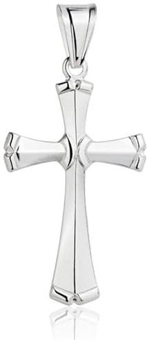 AMAR Ciondolo a croce in argento massiccio da uomo 925, ciondolo a forma di croce in argento per uomo e donna, senza nichel, 2,00 CM x 3,50 CM, Argento, Nessuna pietra preziosa