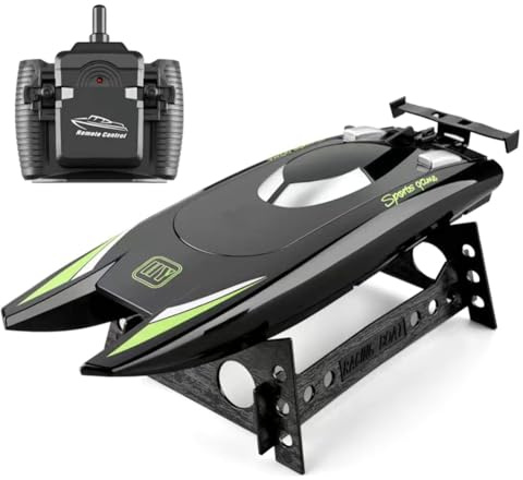 Huudngeje Barca da Regata RC per Adulti - Barca RC da 2,4 GHz Barca Telecomandata Elettronica Ad Alta velocità per Bambini Durevole Facile da Installare Nero