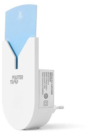 MASTER TRAP BY FAVEX - Piège lumineux pour insectes volants - Protection mites, mouches à fruits, moucherons - prise électrique - 3 Papiers adhésifs - sans insecticide