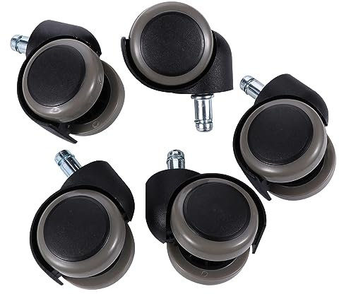 Angoily 5Pièces Roulettes de Chaise de Roues Pivotantes Universelles pour Protection de Sol Adaptées Aux Chaises et Tabourets Matériau à Usure Installation Facile