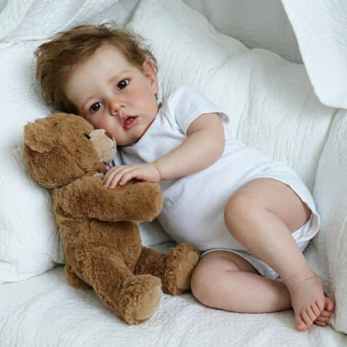 RXDOLL 71 cm realistiska nyfödda babydockor pojke Liam, stor storlek verklighetstrogen småbarn babydocka, viktade äkta utseende nyfödda dockor med mjuka vinyllemmar tygkropp för barn gåvor