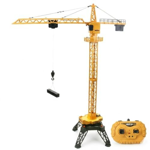 Waka Tienda Grue télécommandée pour enfants 128 cm, RC 2,4 GHz 6 canaux, rotation 680°, télécommande 30 m, élévation réaliste avec crochet, lumières et son, jouet construction ingénierie