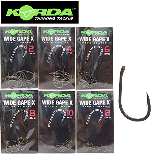 Korda Wide Gape X Karpfenhaken, Angeln auf Karpfen, Karpfenmontage, Karpfenangeln, Größe:6